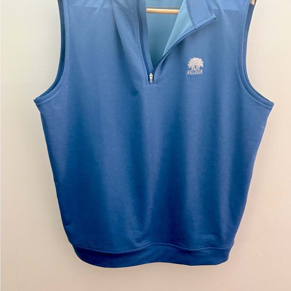 Peter Millar Crown Sport Vest Large Blue Belfair Quarter Zip Golf Pullover